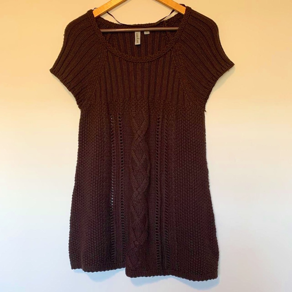 Caslon Brand Brown Knit Cap Sleeve Sweater